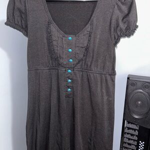 Hot Topic Black Blouse with Blue Accents